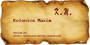 Kolonics Maxim névjegykártya